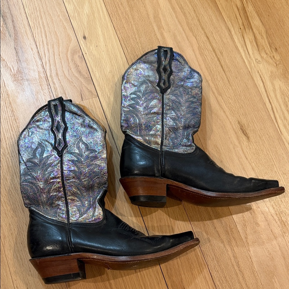 Black and Iridescent Western Boots